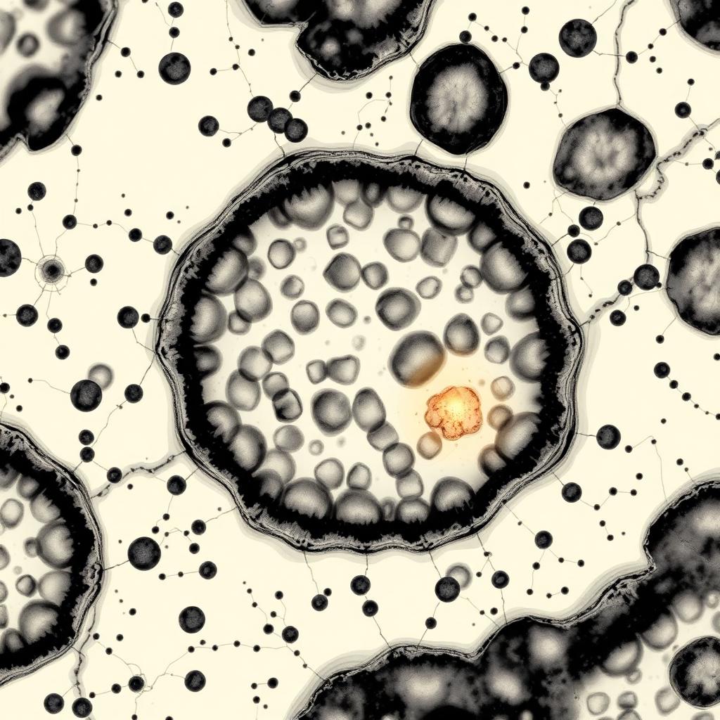 Microscopic abstract of adipose cellular structure